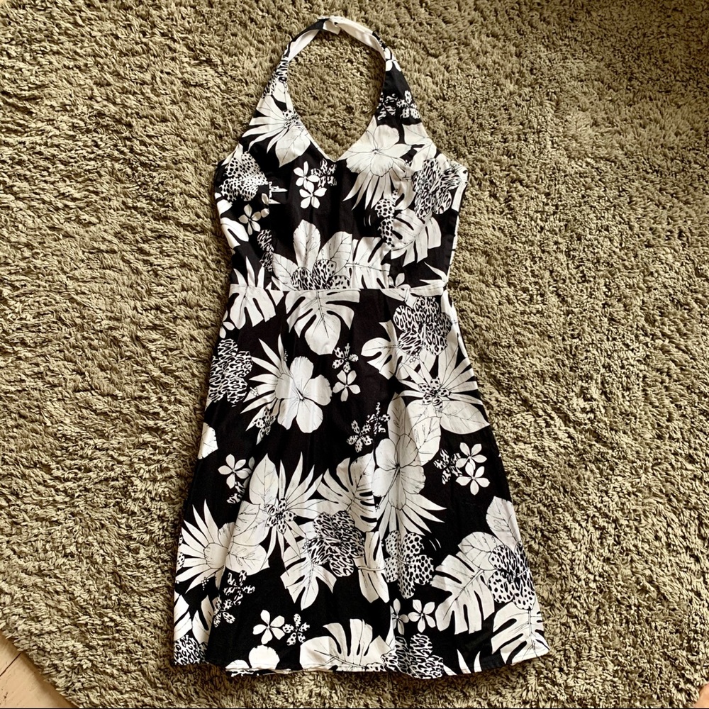 Black and White Halter Dress
